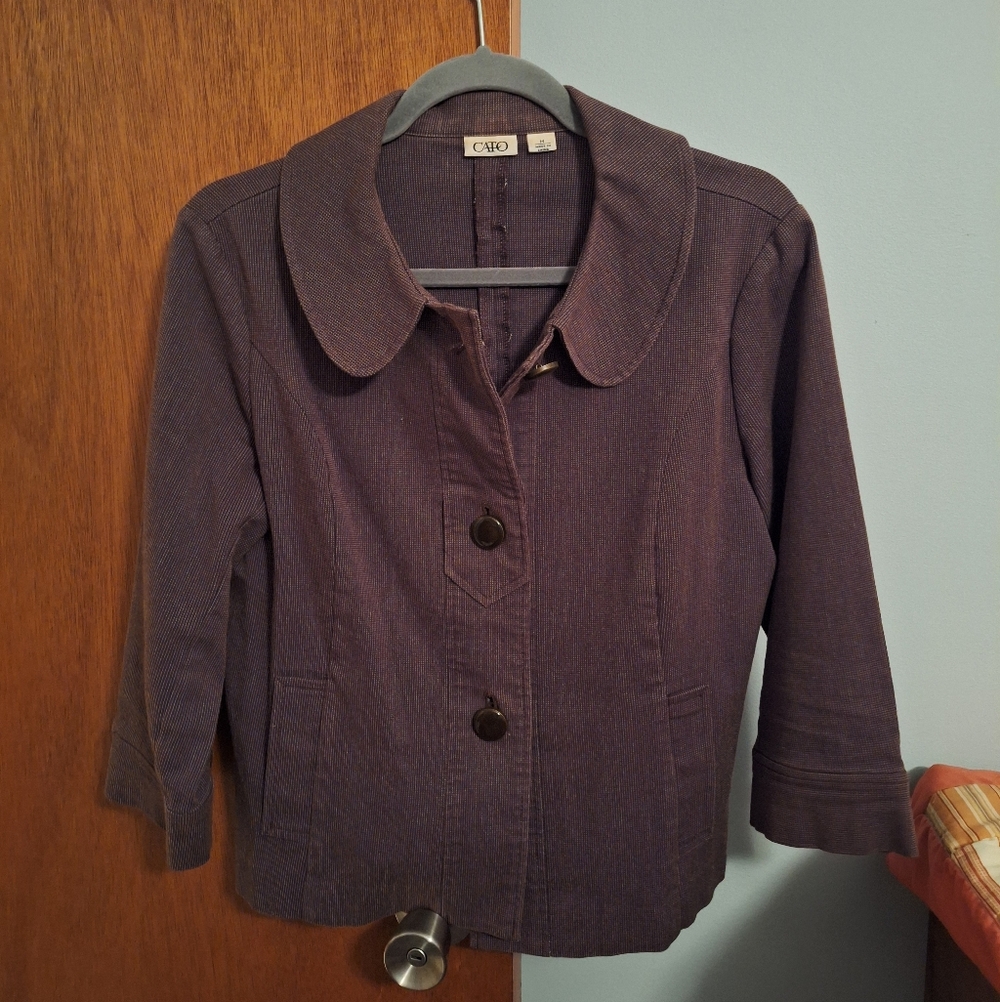 Final Price* Cato Women's Brown Cropped 3/4 Sleeve Jacket Size M